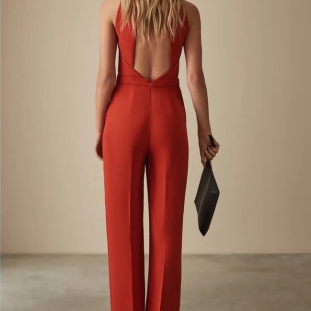 Reiss Red Sleeveless Jumpsuit